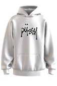Oversize 'Püsay' Baskılı Kapşonlu Hoodie Sweatshirt - 1