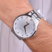 Q&Q QC204J004Y Gümüş Çelik Kordonlu Rakamlı Sevgili Çift Kol Saatleri - 3