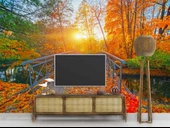 Sonbahar Doğa ve Nehir Manzaralı Duvar Kağıdı thumbnail 3