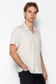 Erkek Regular Fit Kısa Kollu Ekstra Soft Apach Yaka Rahat Düz Gömlek - 3
