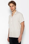 Erkek Regular Fit Kısa Kollu Ekstra Soft Apach Yaka Rahat Düz Gömlek - 4