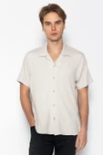 Erkek Regular Fit Kısa Kollu Ekstra Soft Apach Yaka Rahat Düz Gömlek - 1