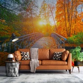 Sonbahar Doğa ve Nehir Manzaralı Duvar Kağıdı thumbnail 1