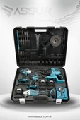 Assur Profesyonel 21V Darbeli Kömürsüz Kırıcı Delici Hilti & Taşlama & Matkap & Somun Sıkma Sökme 4'lü Set - 3