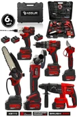 Assur Profesyonel 21V Matkap Hilti Taşlama Somun Sıkma Makas Testere 6'lı Set - 1