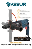 Assur 850W Metal Şanzıman Darbeli Matkap Kırıcı Delici Hilti 2-28mm - 3