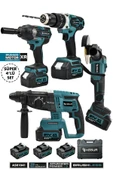 Assur Profesyonel 21V Akülü Kırıcı Delici Hilti Taşlama Matkap Somun Sökme 4'lü Set - 1