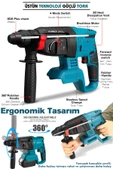 Assur 21V Kömürsüz Motor Darbeli Çift Akülü Şarjlı Kırıcı Delici Hilti 2-26mm - 2