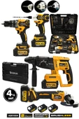 Assur Profesyonel 21V Akülü Kırıcı Delici Hilti & Taşlama & Matkap & Somun Sıkma Sökme 4'lü Set - 1