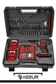 Assur 21V Şarjlı Matkap Kömürsüz Motor Çelik Mandren Darbeli Akülü Vidalama - 2
