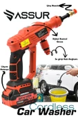 Assur 21V Kömürsüz Motor Yüksek Basınçlı Akülü Oto Araba Yıkama Makinesi Şarjlı - 2