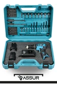 Assur 12V 13mm Çelik Mandrenli Şarjlı Matkap Akülü Vidalama 84 Parça - 3