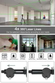 Assur Profesyonel 360° Lazer Hizalama 16 Köşe Otomatik Hizalama Yeşil Çizgili Lazer Metre Hizalama - 4