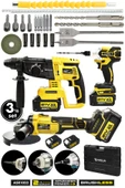 Assur Profesyonel 21V Çift Akü Kırıcı Delici Hilti 2-26mm + Somun Sıkma Sökme + Taşlama 3'lü Set - 1