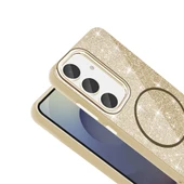 Galaxy S24 FE Kılıf M-safe Şarj Özellikli Parlayan Simli Zore Okso Kapak - 9