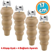 Mobilya Koltuk Kanepe Berjer Ayağı Yükseltici Ayakları M8 Civata 4 ADET Ahşap 17 cm Bağlantı Aparat thumbnail 1