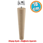 Ahşap Ayak Bağlantı Aparatlı Mobilya Koltuk Kanepe Sehpa Masa Ayağı Ayakları M8 Civatalı Ahşap 18 cm thumbnail 1