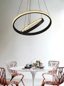 İkili Sarkıt Avize Siyah Salon ve Ledli Avize thumbnail 1