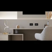 Modern Boru Ledli Masa Lambası Eskitme Altın - 2