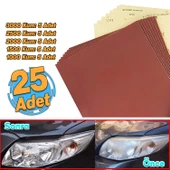 Su Zımparası Kağıt Far Temizle Parlatma İnce Kalın Kum Set 3000-2500-2000-1500-1000 Kum (25 Adet) - 1