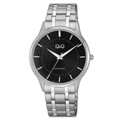 Q&Q QC204J003Y Siyah Gümüş Çizgili Çelik Kordonlu Sevgili Çift Kol Saatleri - 2