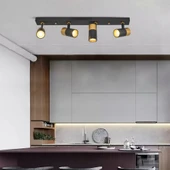 4'lü Modern Siyah Gold Spot Avize - 1