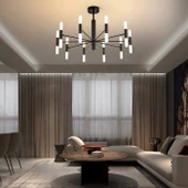 Ledli Plafonyer Modern Aydınlatma Siyah Sarkıt Ledli Salon Avize - 1