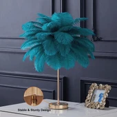 Masa Lambası Deve Kuşu Tüy Palmiye Yeşil Abajur - 4