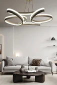 Yüksek Aydınlatmalı Kalın Kasa Papatya Model Siyah Led Avize - 2
