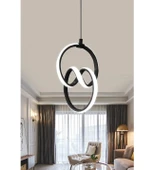 Modern Siyah Kasa Beyaz Işık İmza Ledli Oturma Odası Avize - 2