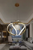 3 Renk Modern Sarkıt Toplu Dron Ledli Avize Nikelaj Gold Kaplama - 1