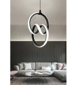 Modern Siyah Kasa Beyaz Işık İmza Ledli Oturma Odası Avize - 1
