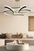 Yüksek Aydınlatmalı Kalın Kasa Papatya Model Siyah Led Avize - 3