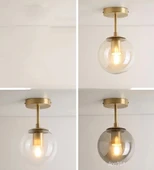 Mini Modern Spor Gold Füme Camlı Tavan Plofonyer - 2