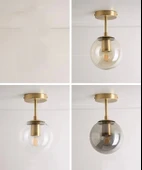 Mini Modern Spor Gold Füme Camlı Tavan Plofonyer - 3