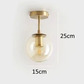 Mini Modern Spor Gold Füme Camlı Tavan Plofonyer - 4