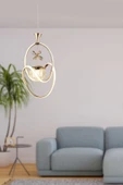 Badem Modern Sarkıt Led Avize 3 Renk Toplu Kelebek Taşlı Gold Kaplamalı - 2