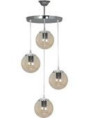 Sarkıt Tepsi Gümüş 4'lü Beyaz Füme Bal Camlı Avize thumbnail 2