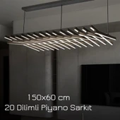 Lüks Modern Ledli Piyano Avize Beyaz Mutfak Üzeri Aydınlatma ve Sarkıt Avize - 3