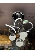 Hemera Modern Sarkıt 3 Işık (Beyaz, Sarı ve Günışığı) Kumandalı ve Dimmerli Gümüş Luxury Avize - 2