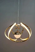 Modern Taşlı Toplu Bronz Ledli Avize - 2
