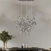 Yuvarlak Modern Üçlü Pullu Gümüş Renkli Sarkıt Avize - 2