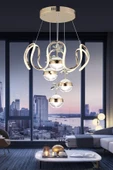 Modern Dört Toplu Üç Renkli Gold Sarkıt Led Avize - 1