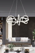 Modern Halkalı Kıvrımlı Üç Renkli Krom Sarkıt Led Avize - 1