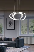 Krom Kasa Dron Modern Üç Renkli Sarkıt Led Avize ve Salon Ledli Avize - 1