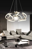 Modern Kıvrımlı Tek Toplu Üç Renkli Gold Sarkıt Dron Led Avize ve Salon Ledli Avize - 1