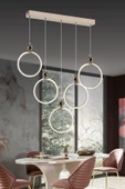 Modern Beşli Yuvarlak Üç Renkli Gold Yemek Odası Led Avize ve Ledli Yemek Odası Aydınlatma - 1
