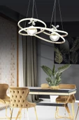 Yeni Nesil Kıvrımlı İki Toplu Üç Renkli Gold Yemek Odası Led Avize - 1