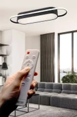 Modern Led Avize Plafonyer Üç Renkli Siyah Renkli Kumandalı ve Ledli Avize - 1