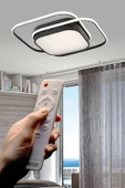 İkili Kare Led Plafonyer Avize Üç Renkli Siyah Renkli Kumandalı ve Ledli Avize - 1